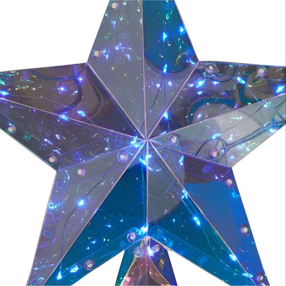 Light Up LED Iridescent 3D Twinkling Star Christmas Tree Topper 12" Multi Lit - Picture 5 of 15